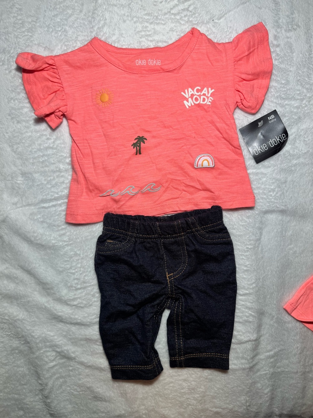okie dokie Coral 'Vacay Mode' Ruffle Sleeve Tee - Pink Coral